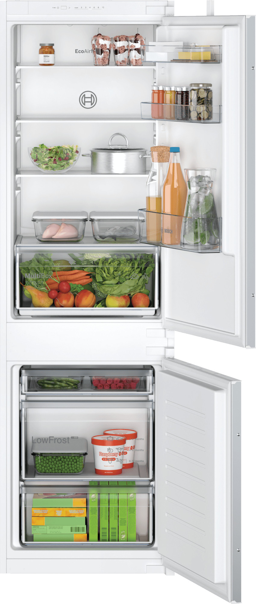 Bosch | KIV86NSE0 Series 2 | Refrigerator | Energy efficiency class E | Built-in | Combi | Height 177.2 cm | Fridge net capacity 183 L | Freezer net capacity 84 L | 35 dB | White