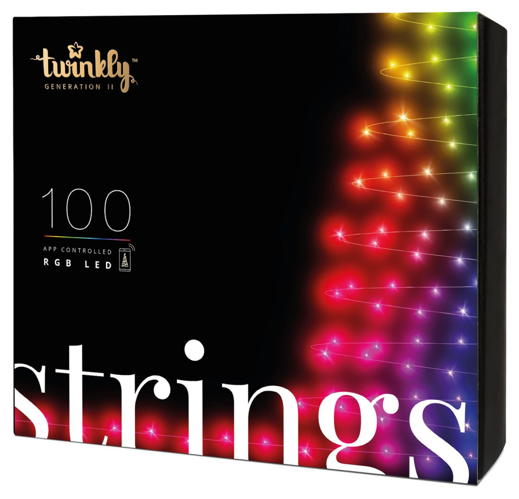 Twinkly|Strings Smart LED Lights 100 RGB (Multicolor), 8m, Black wire|RGB – 16M+ colors