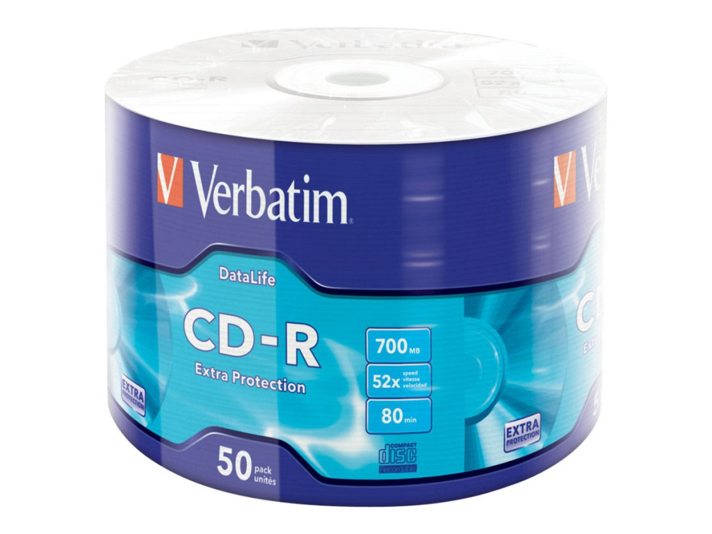 CD-R Verbatim 700 MB 52x, karp 50 tk.