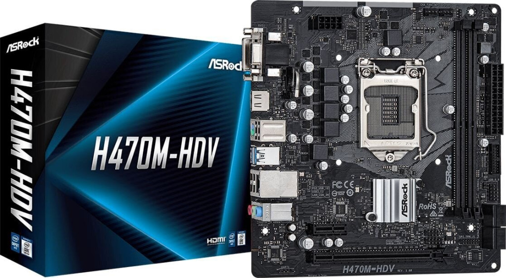 ASRock Processor family Intel Processor socket 1200 DDR4 DIMM Memory slots 2 Supported hard disk drive interfaces SATA Number of SATA connectors 4 Chipset Intel H470 Micro ATX