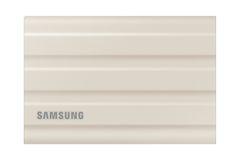 SAMSUNG T7 Shield Ext SSD 2000 GB USB-C beige 1050/1000 MB/s 3 yrs, included USB Type C-to-C and Type C-to-A cables, Rugged storage featuring IP65 rated dust and water resistance and up to 3-meter drop resistant