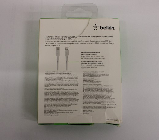 SALE OUT. BELKIN BOOST CHARGE USB-C to Lightning Cable, 1M, White Belkin BOOST CHARGE CAA003bt1MWH USB-C to Lightning, DAMAGED PACKAGING, 1 m, White