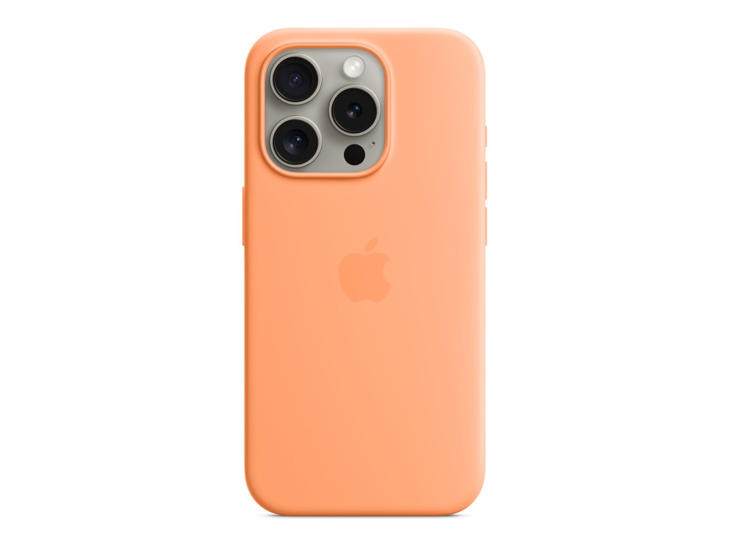 Apple | Silicone Case with MagSafe | Case with MagSafe | Apple | iPhone 15 Pro | Silicone | Orange Sorbet
