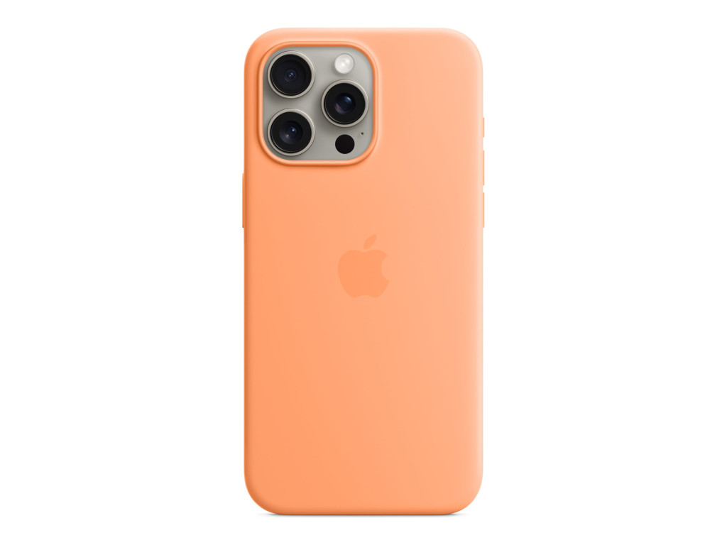 Apple | Silicone Case with MagSafe | Case with MagSafe | Apple | iPhone 15 Pro Max | Silicone | Orange Sorbet