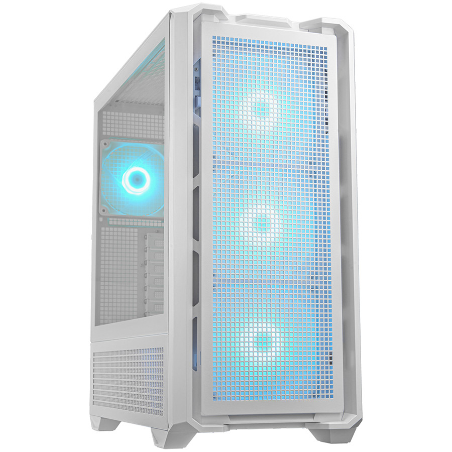 COUGAR | MX600 White | PC Case | Mid Tower / Mesh Front Panel / 3 x 140mm + 1 x 120mm Fans / Transparent Left Panel