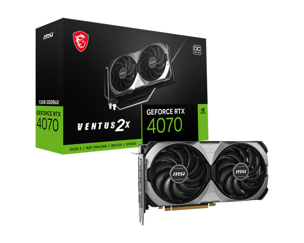 MSI | GeForce RTX 4070 VENTUS 2X E 12G OC | NVIDIA | 12 GB | GeForce RTX 4070 | GDDR6X | HDMI ports quantity 1 | PCI Express Gen 4