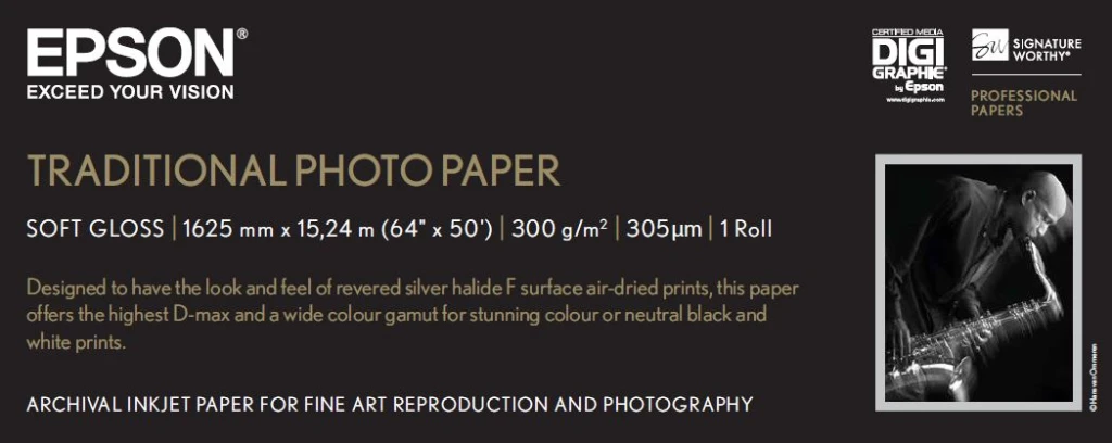 Epson Traditional Photo Paper, 64"x 15m