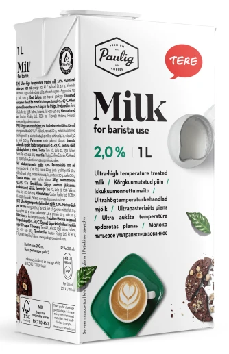 Piim PAULIG Barista, UHT, 2% rasva, 1L (kogus 12 tükki)