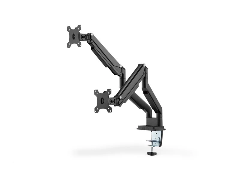 Digitus | Desk Mount | Universal Dual Monitor Mount with Gas Spring and Clamp Mount | Swivel, height adjustment, rotate | Black