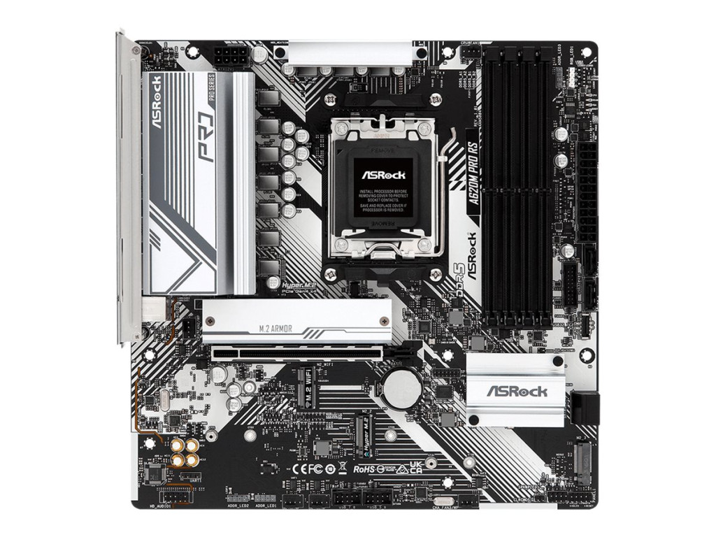 ASRock | A620M PRO RS | Processor family AMD | Processor socket AM5 | DDR5 DIMM | Supported hard disk drive interfaces SATA, M.2 | Number of SATA connectors 4