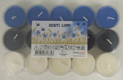 Teeküünal HANSA CANDLE ''Eesti lipp'', 4h, 15tk/pk