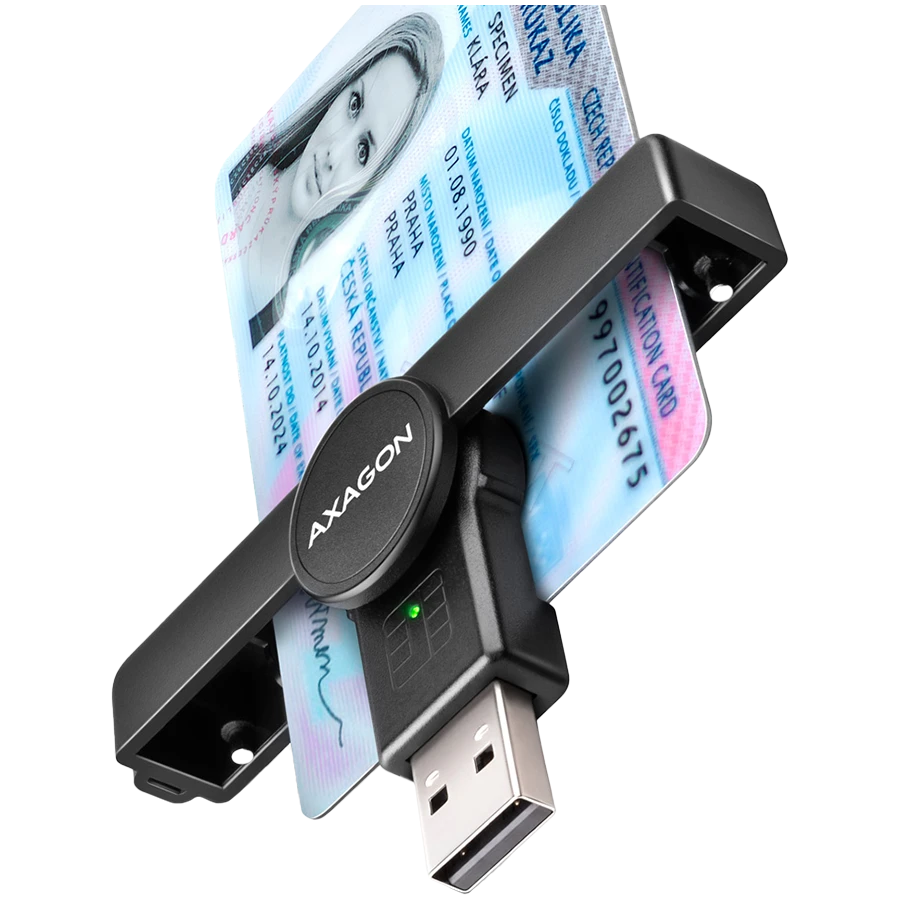Axagon Foldable pocket USB-A contact Smart / ID card reader.