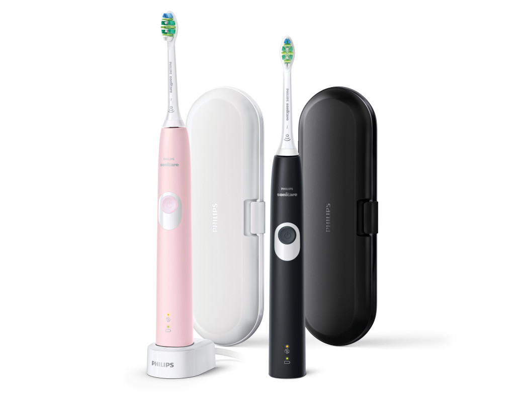 Philips | Sonic Electric Toothbrush | HX6800/35 ProtectiveClean 4300 | Rechargeable | For adults | Number of brush heads included 2 | Number of teeth brushing modes 1 | Sonic technology | Black/Pastel Pink