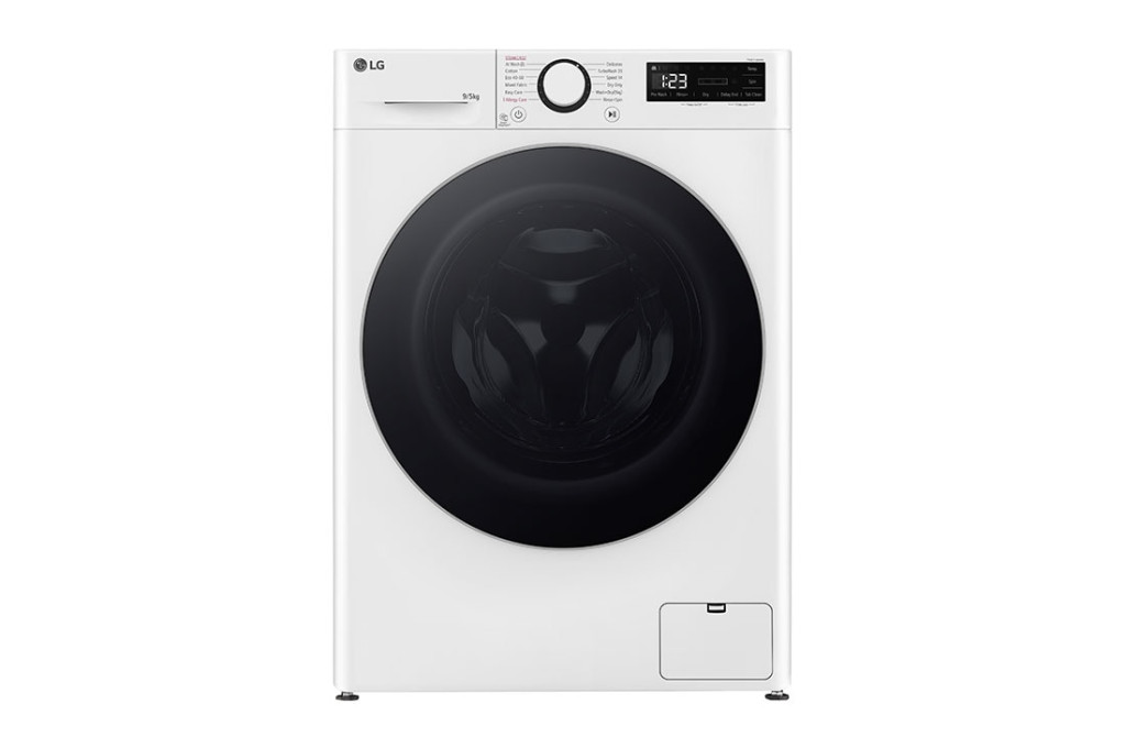 LG | F2DR509S1W | Washing machine with dryer | Energy efficiency class A | Front loading | Washing capacity 	9 kg | 1200 RPM | Depth 47.5 cm | Width 60 cm | Display | Rotary knob + LED | Drying system | Drying capacity 5 kg | Steam function | Direct drive | White