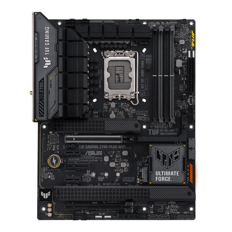 Asus | TUF GAMING Z790-PLUS WIFI | Processor family Intel | Processor socket LGA1700 | DDR5 | Supported hard disk drive interfaces SATA, M.2 | Number of SATA connectors 4