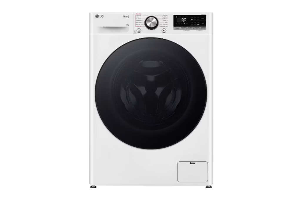 LG | F2WR709S2W | Washing machine | Energy efficiency class A-10% | Front loading | Washing capacity 9 kg | 1200 RPM | Depth 47.5 cm | Width 60 cm | LED | Steam function | Direct drive | Wi-Fi | White