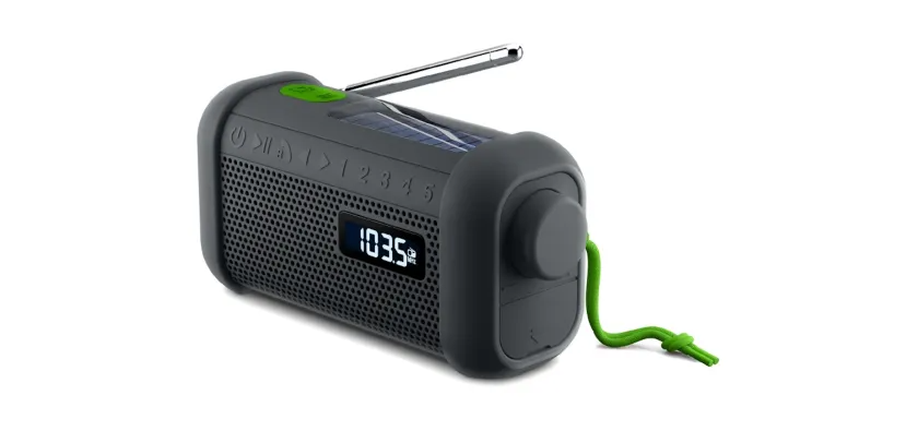 Muse | Portable Solar Radio with Crank and Flashlight | MH-08 MB | AUX in | Bluetooth | FM radio