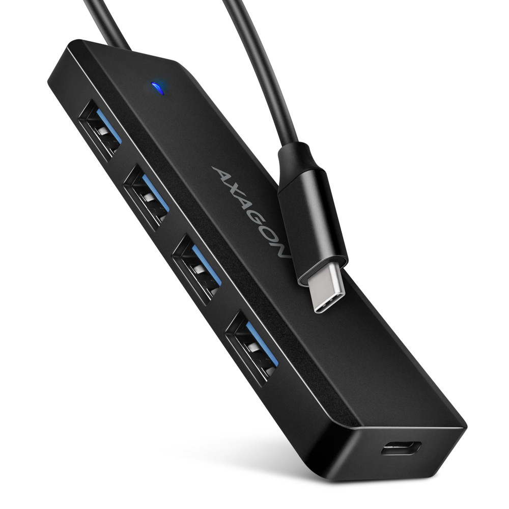 AXAGON HUE-C1C 4x USB3.2 Gen 1 Travel hub, USB-C power IN, w. 20cm Type-C cable