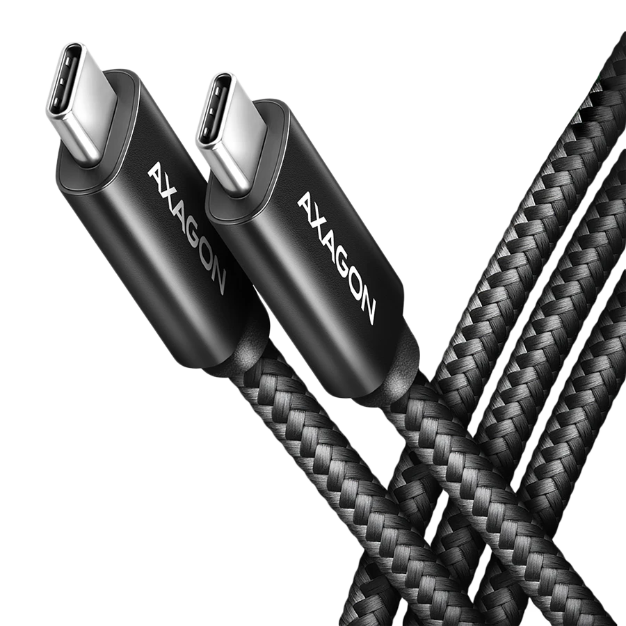 Axagon Data and charging USB 480Mbps cable length 2.5 m. PD 240W, 5A. Black braided.
