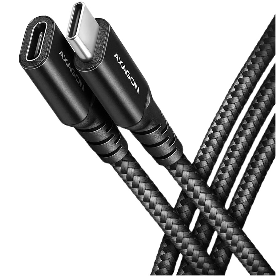 Axagon Extension USB 20Gbps cable length 1 m. PD 240W, 5A, 8K HD video. Black braided.