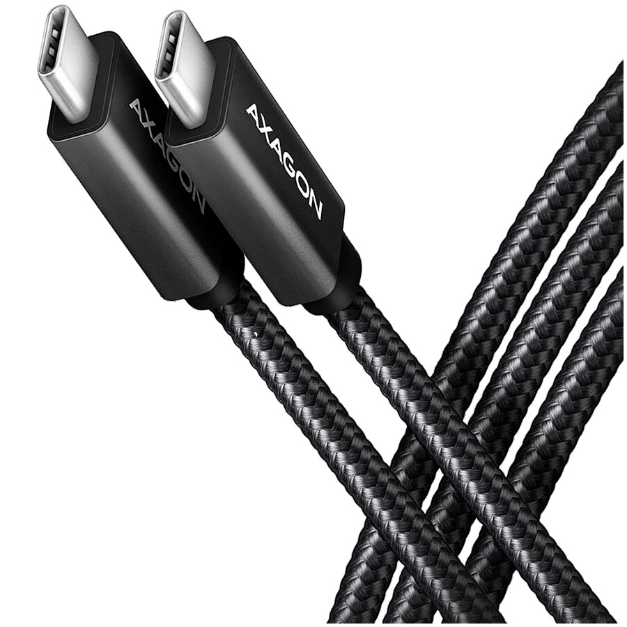Axagon Data and charging USB 480Mbps cable length 2 m. PD 240W, 5A. Black braided.