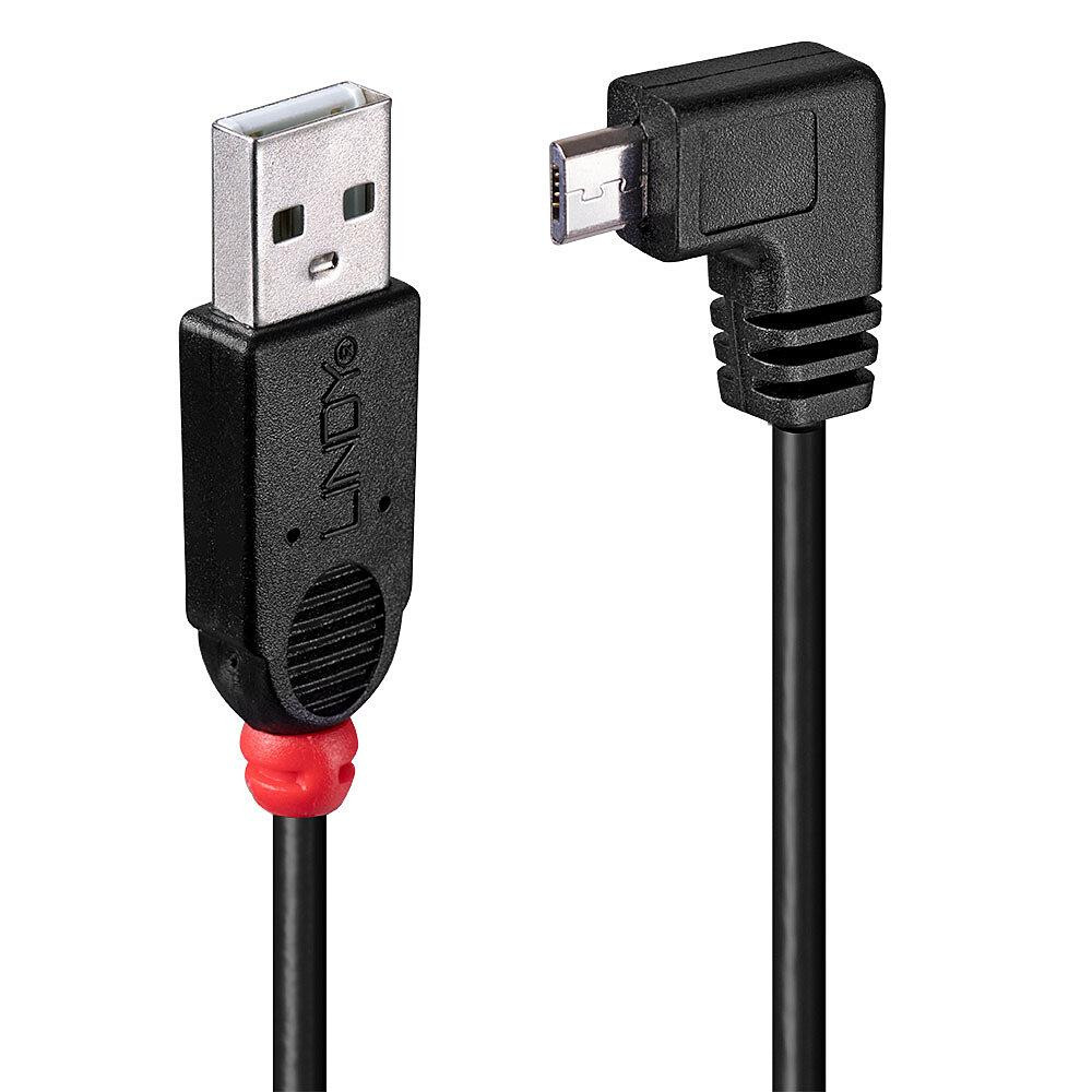 Lindy 31976 USB-kaabel 1 m USB 2.0 USB A Micro-USB B Must