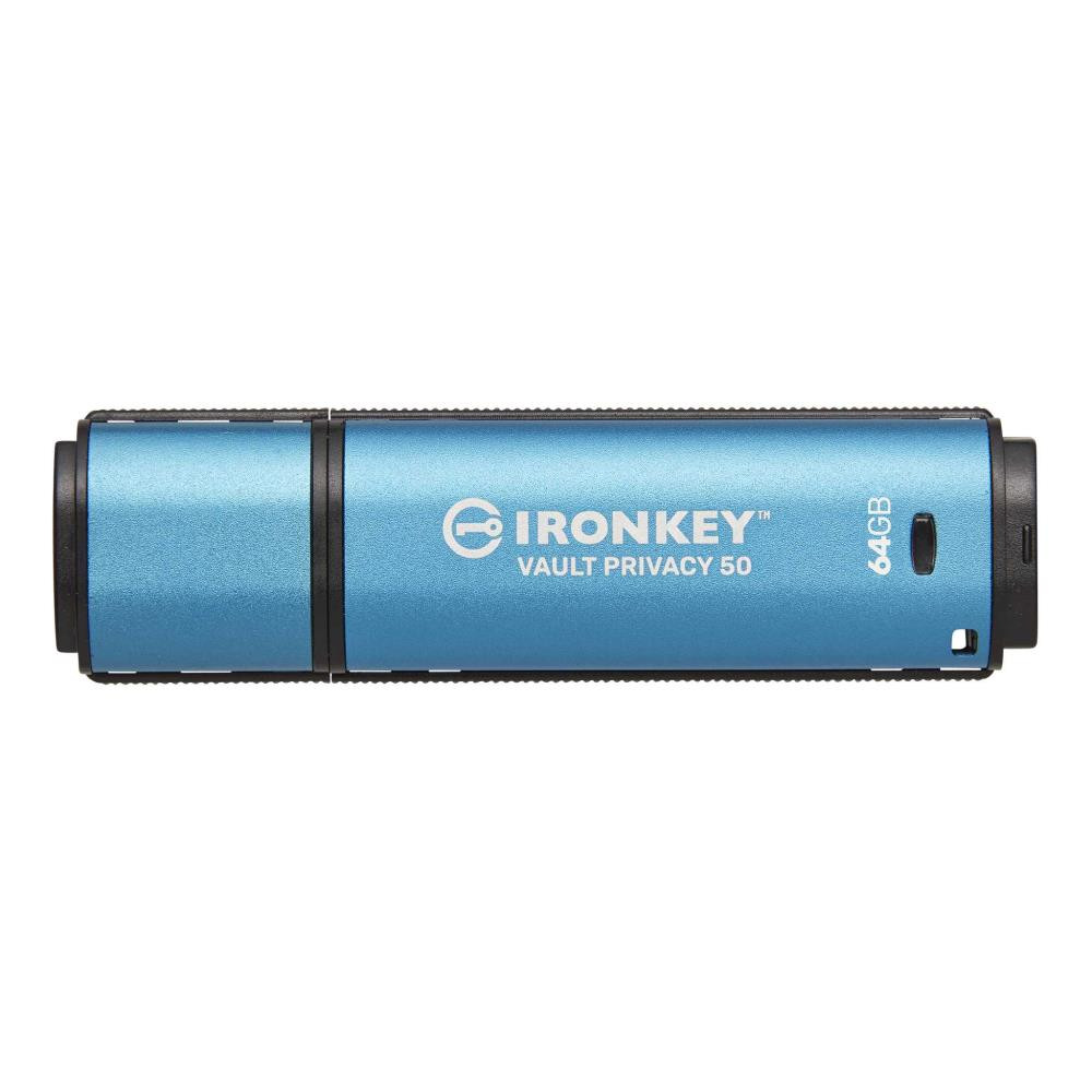Kingston Technology IronKey Vault Privacy 50 USB-välkmälu 64 GB USB tüüp A 3.2 Gen 1 (3.1 Gen 1) Must, Sinine