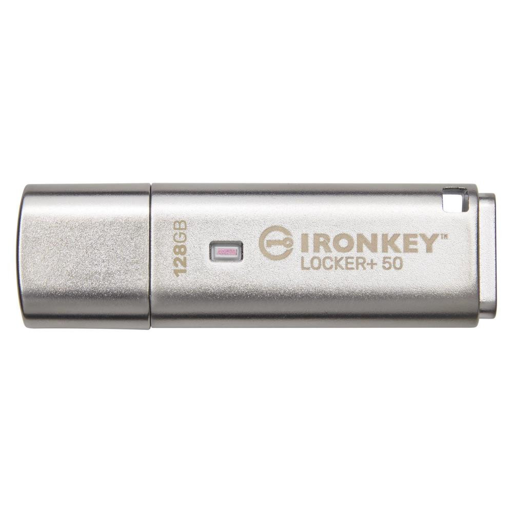 Kingston Technology IronKey Locker+ 50 USB-välkmälu 128 GB USB tüüp A 3.2 Gen 1 (3.1 Gen 1) Hõbe