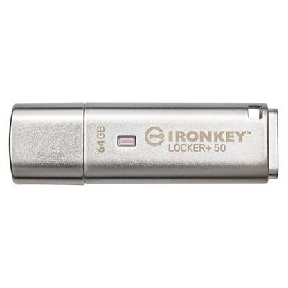 Kingston Technology IronKey Locker+ 50 USB-välkmälu 64 GB USB tüüp A 3.2 Gen 1 (3.1 Gen 1) Hõbe