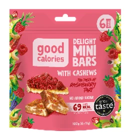 Mini batoonid GOOD CALORIES vaarikakoogi maitselised 17gx 6 (kogus 3 tükki)