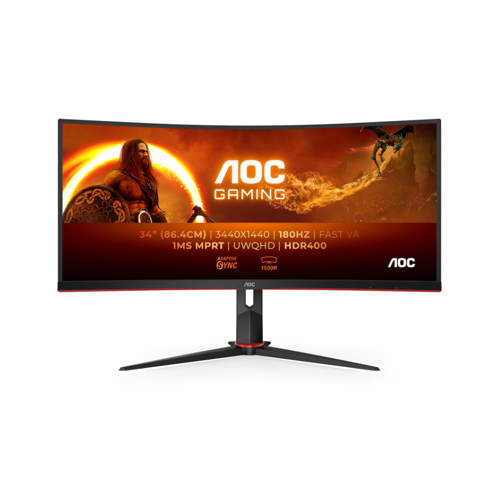 AOC | Gaming Monitor | CU34G2XP/BK | 34 " | VA | 3440 x 1440 pixels | 21:9 | 1 ms | Black | HDMI ports quantity 2 | 180 Hz