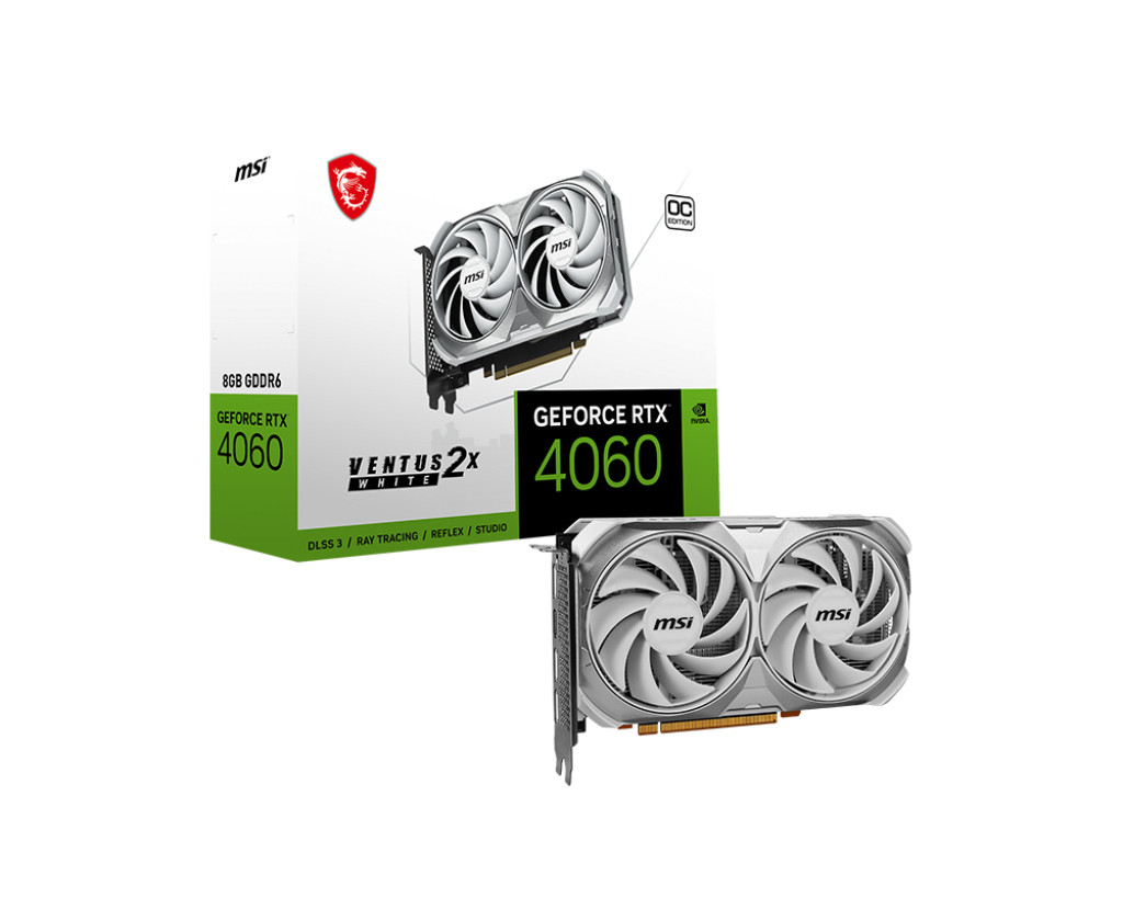 MSI | GeForce RTX 4060 VENTUS 2X WHITE 8G OC | NVIDIA | 8 GB | GeForce RTX 4060 | GDDR6 | PCI Express Gen 4 x 8