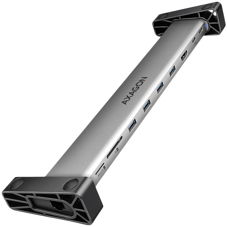 AXAGON HMC-10HLS, USB 5Gbps hub, 4x USB-A, HDMI 4K/60Hz, RJ-45, SD/microSD, PD 100W, 25cm USB-C cable