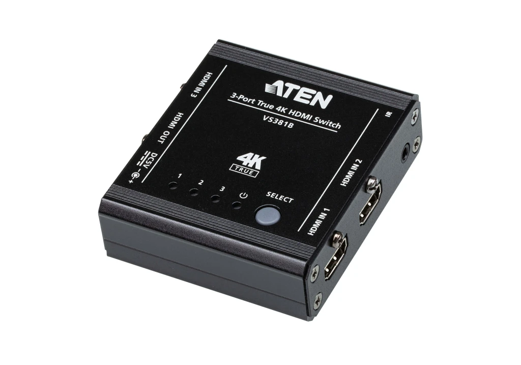 Aten | 3-Port True 4K HDMI Switch | VS381B | Input: 3 x HDMI Type A Female; Output: 1 x HDMI Type A Female