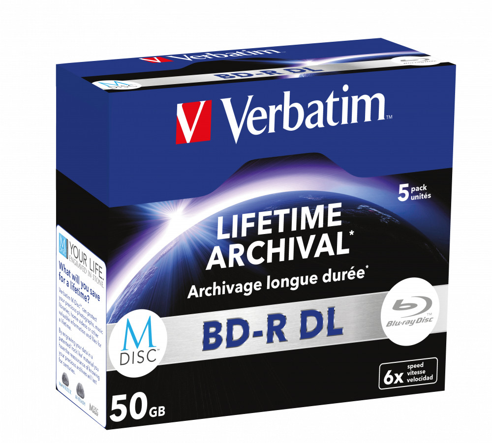 VERBATIM MDisc BD-R DL 6X 50GB 5 Pack