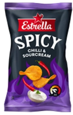 Kartulikrõpsud ESTRELLA vürtsikas SCO & tšilli  115g (kogus 2 tükki)