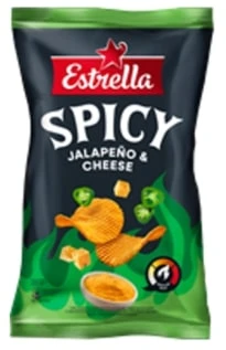 Kartulikrõpsud ESTRELLA vürtsika juustu-ja jalapenomaitselised 115g (kogus 2 tükki)