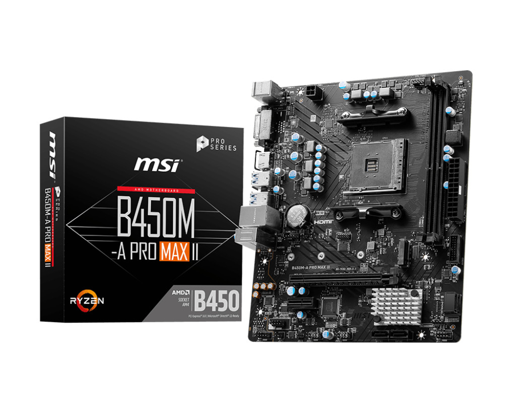 MSI B450M-A PRO MAX II emaplaat AMD B450 Pesa AM4 Mikro ATX