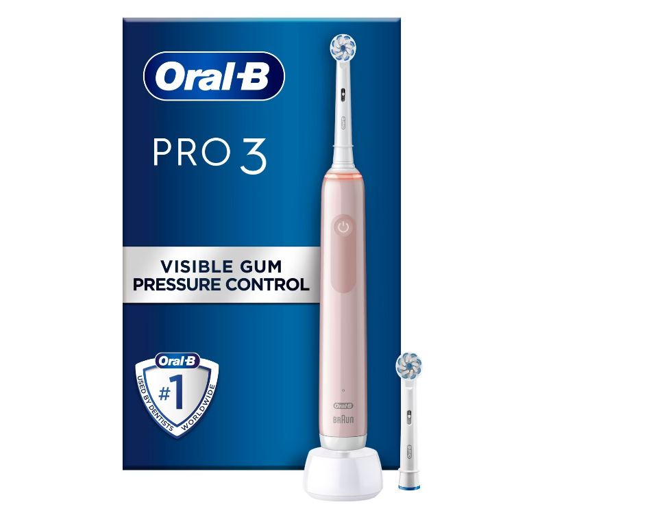 Oral-B | Electric Toothbrush | Pro3 3400N | Rechargeable | For adults | Number of brush heads included 2 | Number of teeth brushing modes 3 | Pink Sensitive
