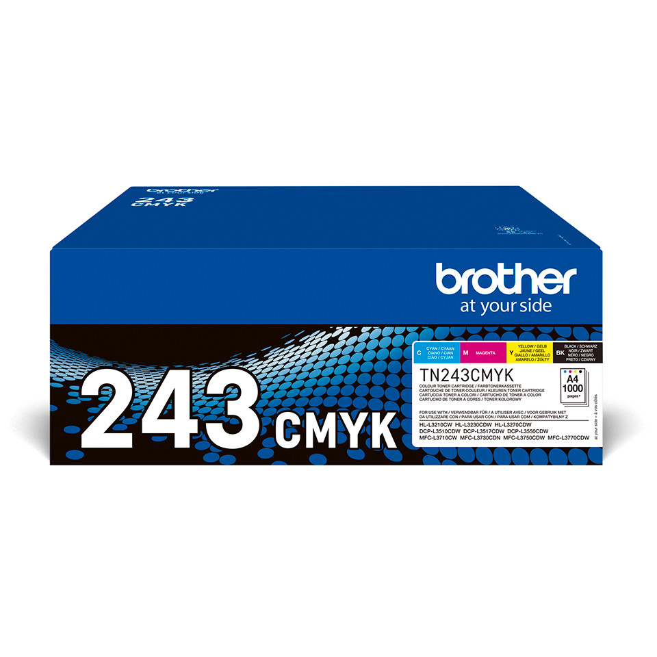 Brother TN-243CMYK, Toner Value Pack | Brother TN243CMYK | Brother TN243CMYK Value Pack - 4-pack - black, yellow, cyan, magenta - original - toner cartridge | Toner cartridge | Black, yellow, cyan, magenta