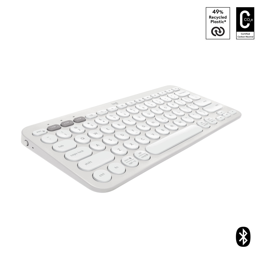 Logitech Pebble Keys 2 K380s klaviatuur RF juhtmeta ühendus + Bluetooth QWERTY US rahvusvaheline Valge