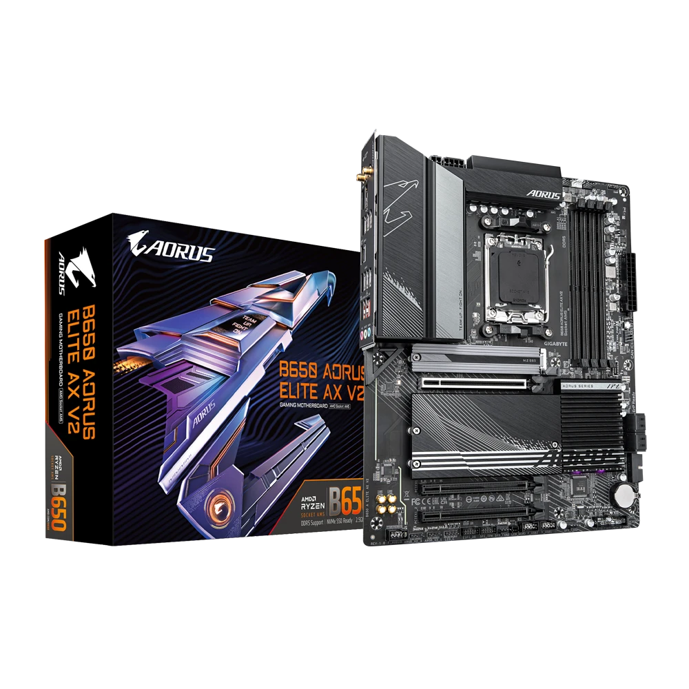 Gigabyte | B650 A ELITE AX V2 1.0 | Processor family AMD | Processor socket AM5 | DDR5 DIMM | Supported hard disk drive interfaces SATA, M.2 | Number of SATA connectors 4