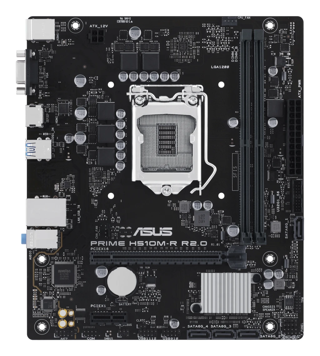 ASUS PRIME H510M-R R2.0-SI | Asus | Processor family Intel H470 | Processor socket 1 x LGA1200 Socket | 2 DIMM slots - DDR4, non-ECC, unbuffered | Supported hard disk drive interfaces SATA-600 | Number of SATA connectors 4