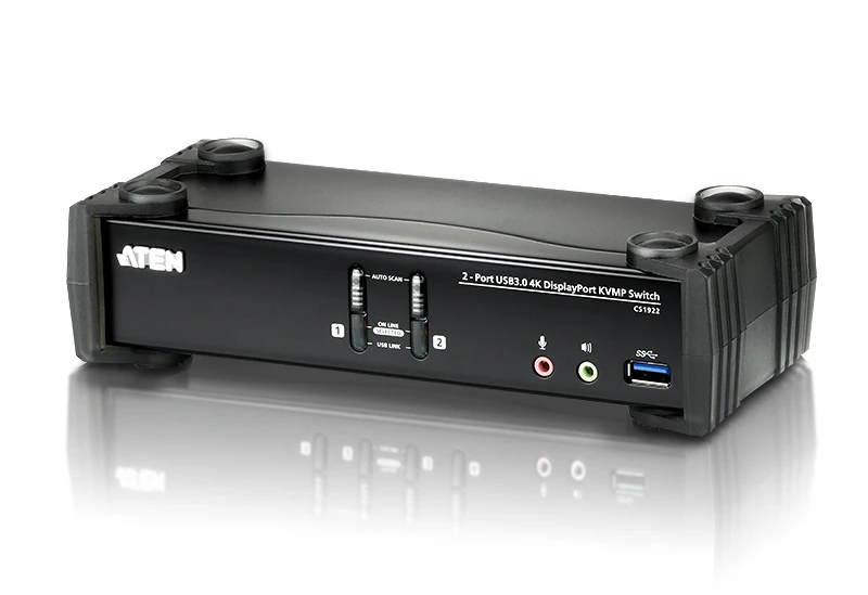 Aten CS1922 2-Port USB 3.0 4K DisplayPort KVMP Switch | Aten | 2-Port USB 3.0 4K DisplayPort KVMP™ Switch (Cables included) | CS1922