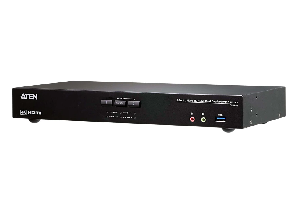 Aten 2-Port USB 3.0 4K HDMI Dual Display KVMP Switch | CS1842