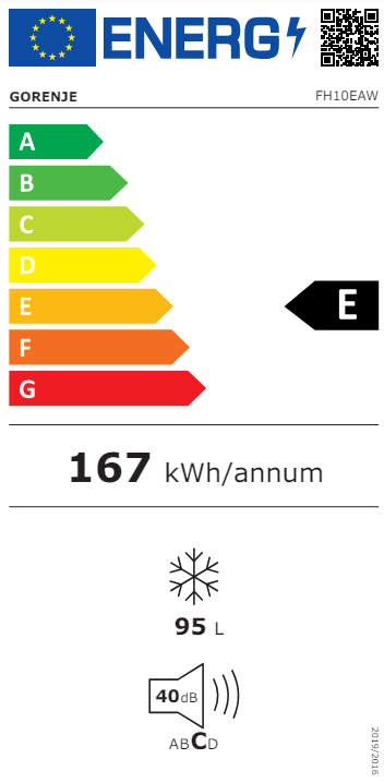 Gorenje | Freezer | FH10EAW | Energy efficiency class E | Chest | Free standing | Height 85.4 cm | Total net capacity 95 L | White