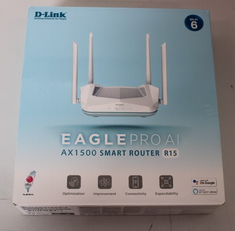 SALE OUT.  D-Link R15 AX1500 Smart Router D-Link AX1500 Smart Router R15 802.11ax 1200+300 Mbit/s 10/100/1000 Mbit/s Ethernet LAN (RJ-45) ports 3 Mesh Support Yes MU-MiMO Yes No mobile broadband Antenna type 4xExternal DEMO | AX1500 Smart Router | R15 | 802.11ax | 1200+300  Mbit/s | 10/100/1000 Mbit/s | Ethernet LAN (RJ-45) ports 3 | Mesh Support Y
