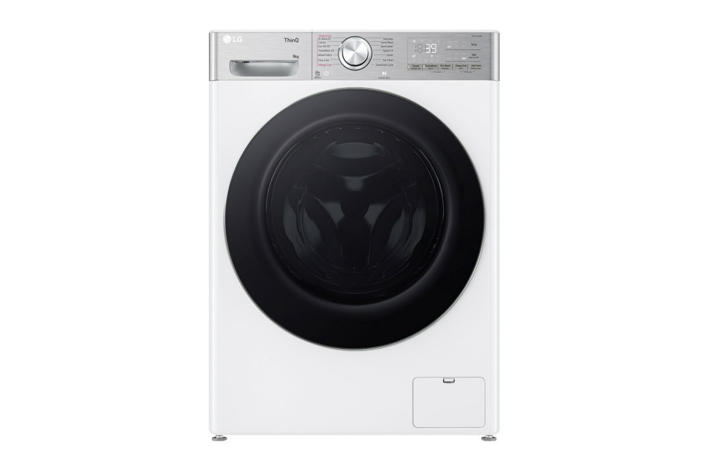 LG | F4WR909P3W | Energy efficiency class A | Front loading | Washing capacity 9 kg | 1400 RPM | Depth 56 cm | Width 60 cm | Display | TFT | Steam function | Direct drive | Wi-Fi | White