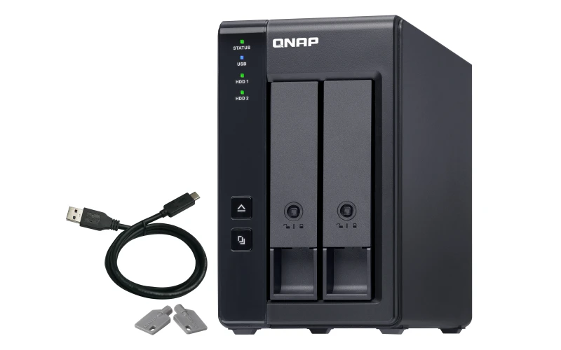 QNAP 2 Bay USB Type-C Direct Attached Storage with Hardware RAID | TR-002 | Micro | 6 GB | Black