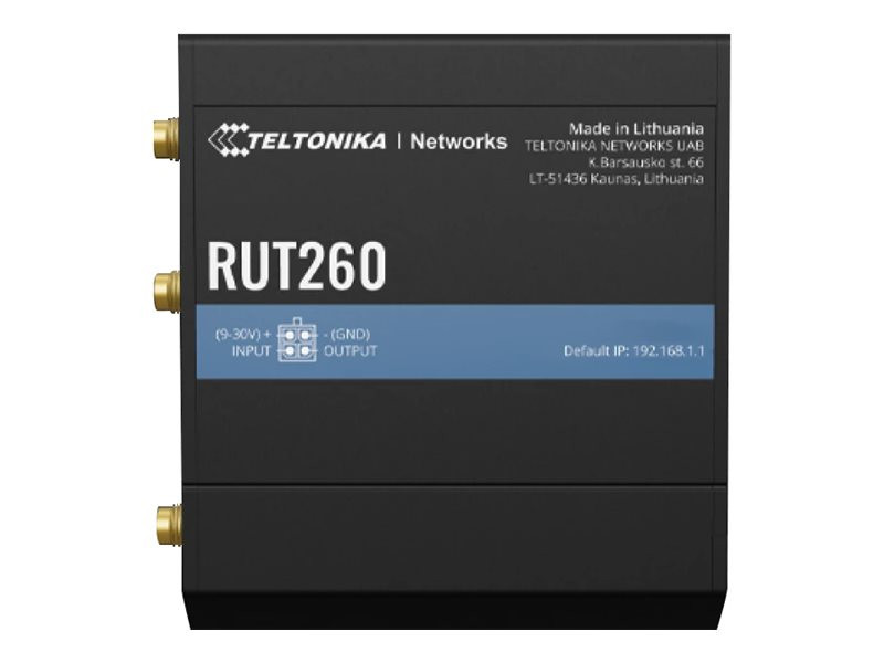 LTE Cat 6 Router | RUT260 | 802.11n | 10/100 Mbit/s | Ethernet LAN (RJ-45) ports 2 | Mesh Support No | MU-MiMO No | 4G